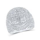 Elegant 14kt White Gold Mens Baguette Diamond Circle Ring - 3 - 7/8 Cttw - Splendid Jewellery