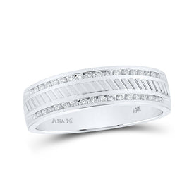 Elegant 14kt White Gold Men's Diamond Wedding Band - Sparkling Love Ring - Splendid Jewellery