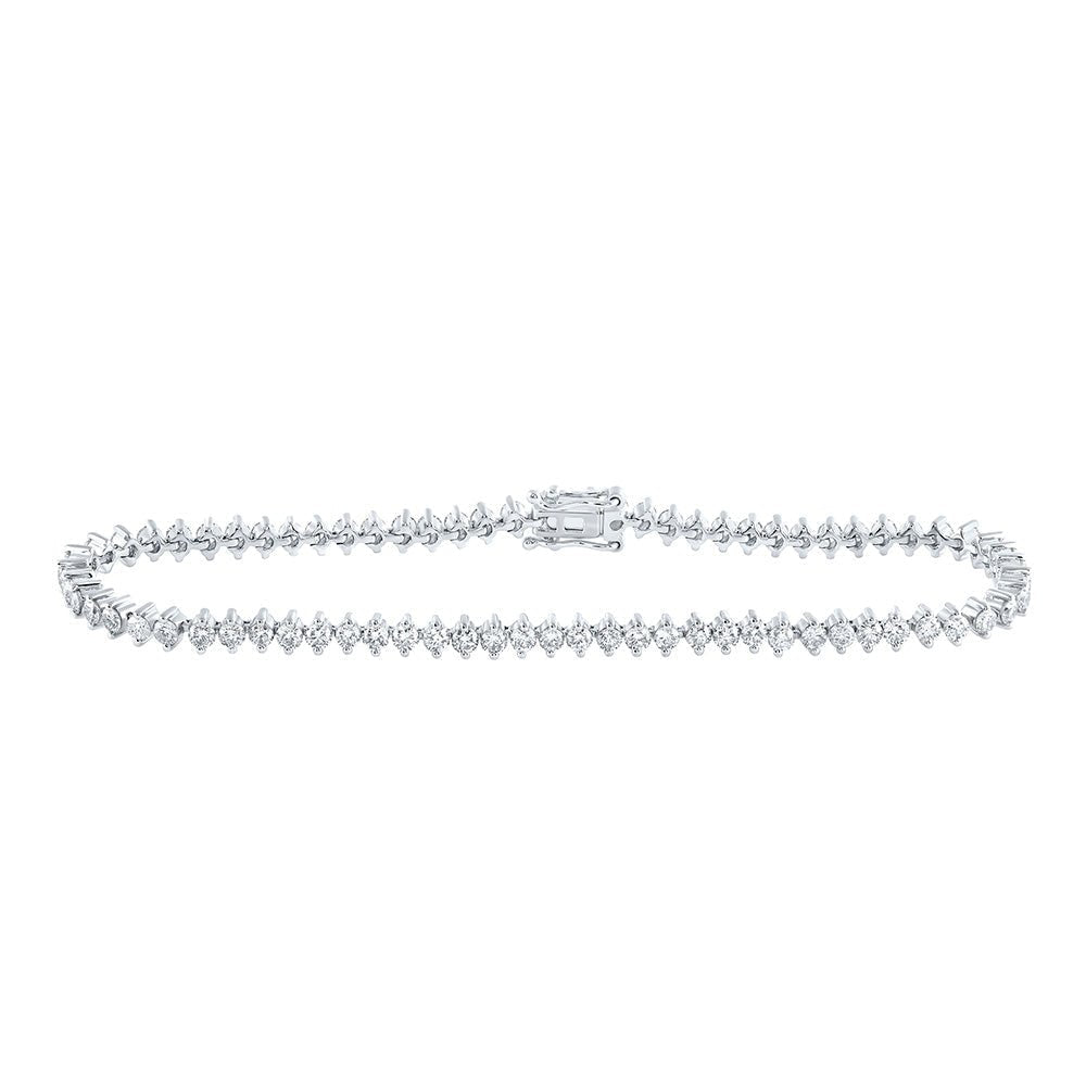 Elegant 14kt White Gold Round Diamond Tennis Bracelet - 3 - 1/4 Cttw - Splendid Jewellery