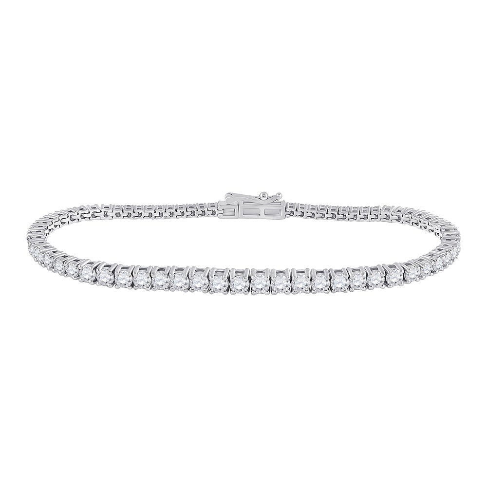 Elegant 14kt White Gold Round Diamond Tennis Bracelet - 3 Cttw - Splendid Jewellery