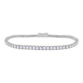 Elegant 14kt White Gold Round Diamond Tennis Bracelet - 3 Cttw - Splendid Jewellery