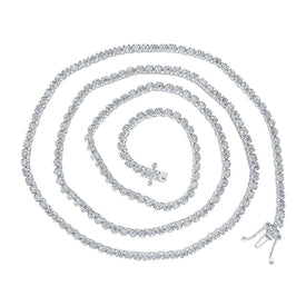 Elegant 14kt White Gold Round Diamond Tennis Chain Necklace for Men - 3 - 5/8 Cttw - Splendid Jewellery