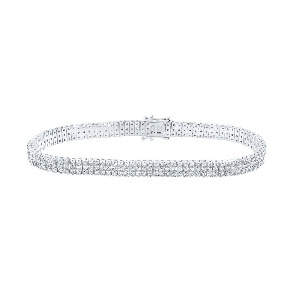 Elegant 14kt White Gold Triple - Row Diamond Tennis Bracelet - 4 Carat Total Weight - Splendid Jewellery