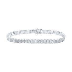 Elegant 14kt White Gold Triple - Row Diamond Tennis Bracelet - 4 Carat Total Weight - Splendid Jewellery