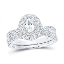 Load image into Gallery viewer, Elegant Bliss 14kt White Gold Oval Diamond Halo Bridal Wedding Ring Band Set - Splendid Jewellery