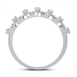 Elegant Brilliance | 10kt White Gold Womens Round Diamond Band Ring 1/12 Cttw - Splendid Jewellery