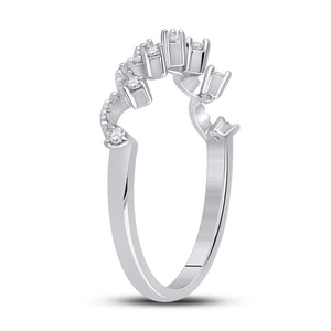 Elegant Brilliance | 10kt White Gold Womens Round Diamond Band Ring 1/12 Cttw - Splendid Jewellery