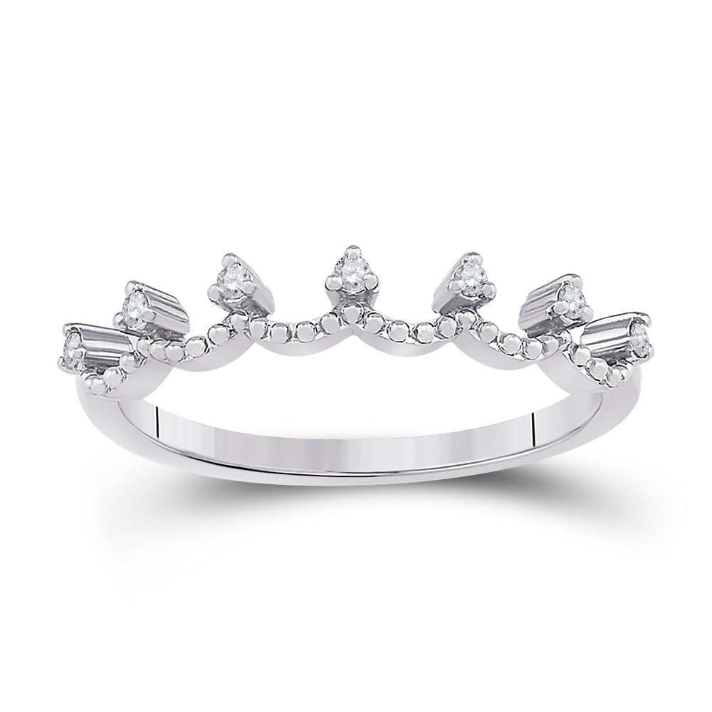 Elegant Brilliance | 10kt White Gold Womens Round Diamond Band Ring 1/12 Cttw - Splendid Jewellery