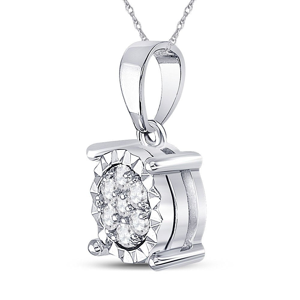 Elegant Brilliance: 10kt White Gold Womens Round Diamond Fashion Cluster Pendant 1/8 Cttw - Splendid Jewellery