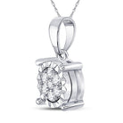 Elegant Brilliance: 10kt White Gold Womens Round Diamond Fashion Cluster Pendant 1/8 Cttw - Splendid Jewellery