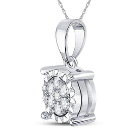 Elegant Brilliance: 10kt White Gold Womens Round Diamond Fashion Cluster Pendant 1/8 Cttw - Splendid Jewellery