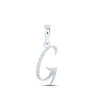 Elegant Brilliance: 10kt White Gold Womens Round Diamond G Initial Letter Pendant - Splendid Jewellery