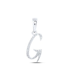 Elegant Brilliance: 10kt White Gold Womens Round Diamond G Initial Letter Pendant - Splendid Jewellery