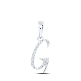 Elegant Brilliance: 10kt White Gold Womens Round Diamond G Initial Letter Pendant - Splendid Jewellery