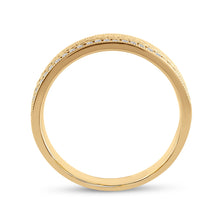 Load image into Gallery viewer, Elegant Brilliance: 14kt Yellow Gold Diamond Brick Band Ring - Side View