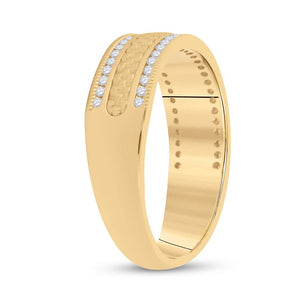 Elegant Brilliance: 14kt Yellow Gold Diamond Brick Band Ring - Splendid Jewellery