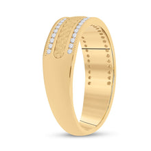 Load image into Gallery viewer, Elegant Brilliance: 14kt Yellow Gold Diamond Brick Band Ring - Splendid Jewellery