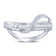Load image into Gallery viewer, Elegant Diamond Crossover Strand Band Ring Front view from the 10Kt White Gold Womens Round Diamond Crossover Strand Band Ring 1 10 Cttwpin78611 collection by Splendid Jewellery