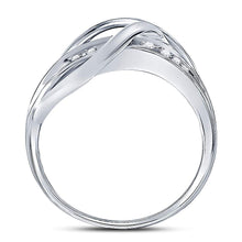 Load image into Gallery viewer, Elegant Diamond Crossover Strand Band Ring Side view from the 10Kt White Gold Womens Round Diamond Crossover Strand Band Ring 1 10 Cttwpin78611 collection by Splendid Jewellery