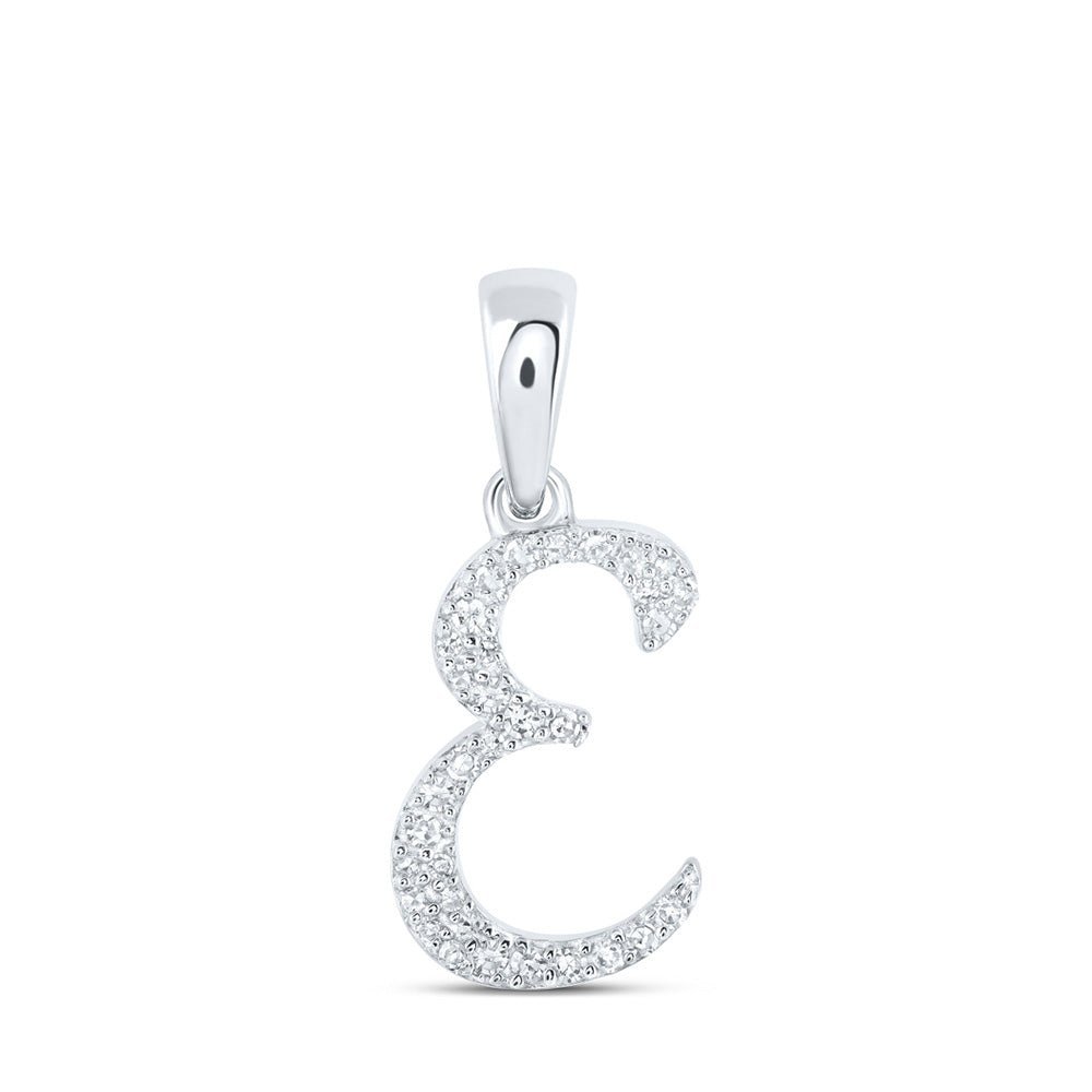 Elegant Diamond E Initial Pendant in 10kt White Gold - Splendid Jewellery