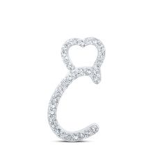 Load image into Gallery viewer, Elegant Diamond Heart Initial Pendant | 10kt White Gold Womens Round Diamond C Heart Letter Pendant 1/10 Cttw | Splendid Jewellery - Splendid Jewellery