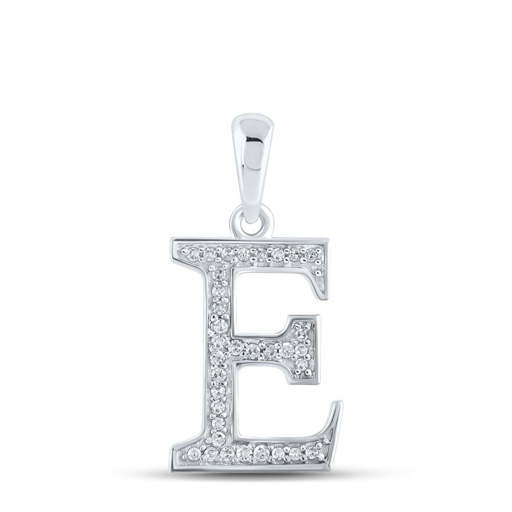 Elegant Diamond Initial E Pendant in 10kt White Gold - Splendid Jewellery