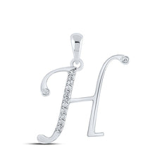 Load image into Gallery viewer, Elegant Diamond Initial Necklace: 10kt White Gold Womens Round Diamond H Pendant 1/12 Cttw - Splendid Jewellery
