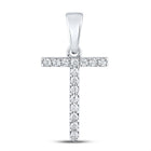 Elegant Diamond Initial Sparkler: 10kt White Gold Womens Round Diamond Initial T Letter Pendant 1/8 Cttw - Splendid Jewellery
