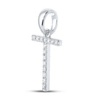 Elegant Diamond Initial Sparkler: 10kt White Gold Womens Round Diamond Initial T Letter Pendant 1/8 Cttw - Splendid Jewellery