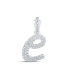 Elegant Diamond Monogram Pendant | 10kt White Gold Womens Round Diamond E Cursive Initial Letter Pendant 1/3 Cttw | Splendid Jewellery - Splendid Jewellery