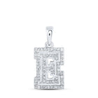 Elegant Diamond Monogram Pendant | 10kt White Gold Womens Round Diamond E Initial Letter Pendant 1/5 Cttw | Splendid Jewellery - Splendid Jewellery