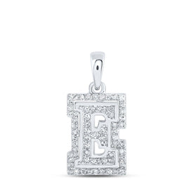 Elegant Diamond Monogram Pendant | 10kt White Gold Womens Round Diamond E Initial Letter Pendant 1/5 Cttw | Splendid Jewellery - Splendid Jewellery