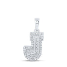 Elegant Diamond Monogram Pendant | 10kt White Gold Womens Round Diamond J Initial Pendant 1/6 Cttw - Splendid Jewellery
