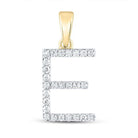 Elegant Engraved Initial Pendant | 10kt Yellow Gold Womens Round Diamond E Initial Pendant 1/5 Cttw | Splendid Jewellery - Splendid Jewellery