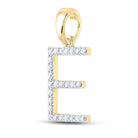 Elegant Engraved Initial Pendant | 10kt Yellow Gold Womens Round Diamond E Initial Pendant 1/5 Cttw | Splendid Jewellery - Splendid Jewellery