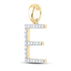 Elegant Engraved Initial Pendant | 10kt Yellow Gold Womens Round Diamond E Initial Pendant 1/5 Cttw | Splendid Jewellery - Splendid Jewellery