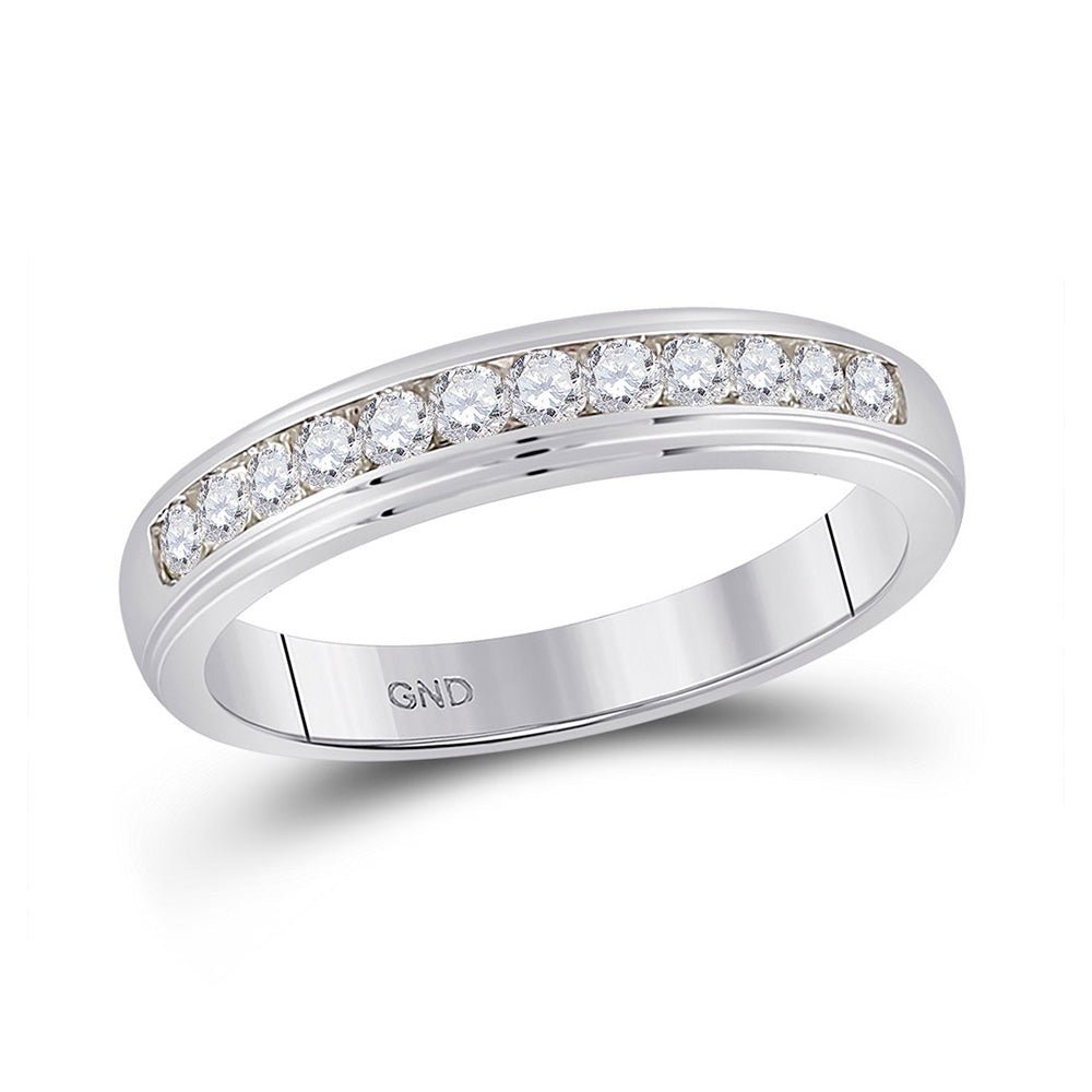 Elegant Essence 10kt White Gold Men's Round Diamond Wedding Channel - Set Band Ring 1/2 Cttw - Splendid Jewellery