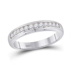 Elegant Essence 10kt White Gold Men's Round Diamond Wedding Channel - Set Band Ring 1/2 Cttw - Splendid Jewellery