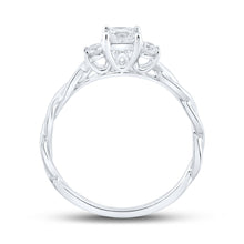 Load image into Gallery viewer, Elegant Essence 14kt White Gold Princess Diamond 3-stone Bridal Wedding Engagement Ring 1/2 Cttw - Side View