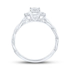 Elegant Essence 14kt White Gold Princess Diamond 3-stone Bridal Wedding Engagement Ring 1/2 Cttw - Side View