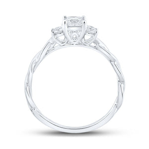 Elegant Essence 14kt White Gold Princess Diamond 3 - stone Bridal Wedding Engagement Ring 1/2 Cttw - Splendid Jewellery