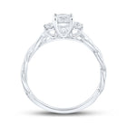 Elegant Essence 14kt White Gold Princess Diamond 3 - stone Bridal Wedding Engagement Ring 1/2 Cttw - Splendid Jewellery
