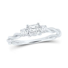 Elegant Essence 14kt White Gold Princess Diamond 3-stone Bridal Wedding Engagement Ring 1/2 Cttw - Top View