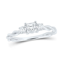 Load image into Gallery viewer, Elegant Essence 14kt White Gold Princess Diamond 3 - stone Bridal Wedding Engagement Ring 1/2 Cttw - Splendid Jewellery