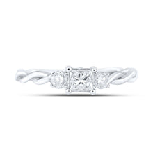 Load image into Gallery viewer, Elegant Essence 14kt White Gold Princess Diamond 3-stone Bridal Wedding Engagement Ring 1/2 Cttw - Front View