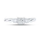 Elegant Essence 14kt White Gold Princess Diamond 3-stone Bridal Wedding Engagement Ring 1/2 Cttw - Front View