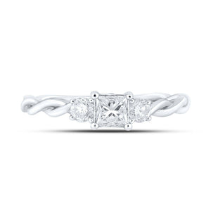 Elegant Essence 14kt White Gold Princess Diamond 3 - stone Bridal Wedding Engagement Ring 1/2 Cttw - Splendid Jewellery