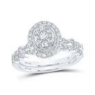 Elegant Harmony: 14kt White Gold Round Diamond Oval Bridal Wedding Ring Band Set 5/8 Cttw - Splendid Jewellery