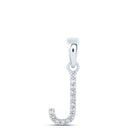Elegant J Initial Diamond Pendant in 10kt White Gold - Splendid Jewellery