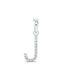 Elegant J Initial Diamond Pendant in 10kt White Gold - Splendid Jewellery